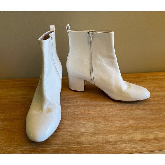 Gianni Bini Jaydennn White Leather Block Heel Boots Booties 11 - Picture 8 of 9